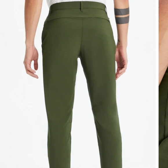 Fabletics Men The Only Pants sz 32*30 Straight Leg Olive Green Golf Performance - Picture 2 of 14